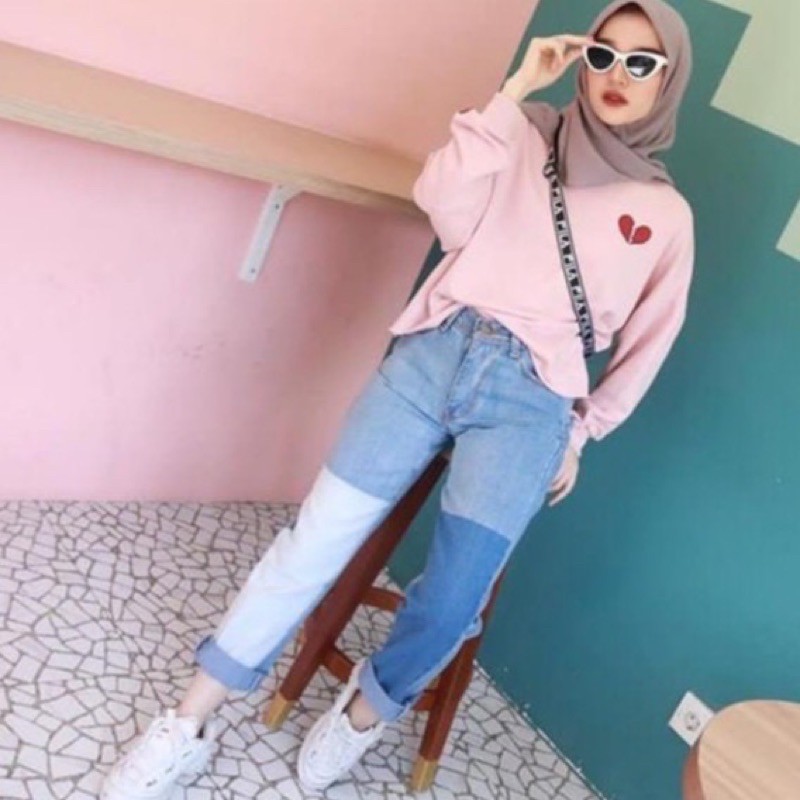 KOMBINASI BELANG JEANS BOYFRIEND JEANS WANITA PREMIUM SNOW