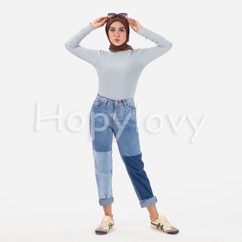 KOMBINASI BELANG JEANS BOYFRIEND JEANS WANITA PREMIUM SNOW 2