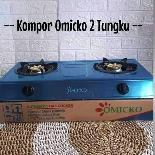 KOMPOR GAS 2 TUNGKU STAINLESS STEEL OMICKO KM-202