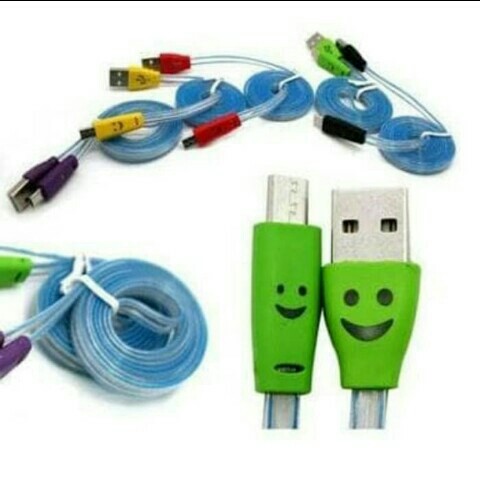 Kabel lampu Transparan - Kabel Smile Android Micro USB