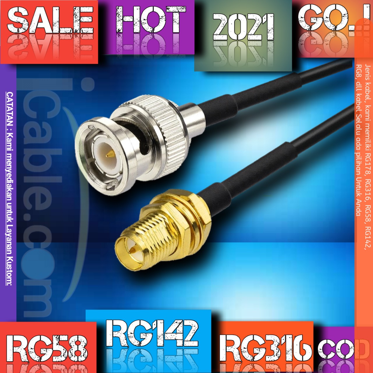 Kabel pigtail bnc male to rp sma female