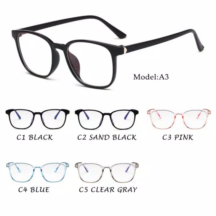 Kacamata Wanita Pria Frame Sunglasses Anti Radiasi Lensa Transparan 3