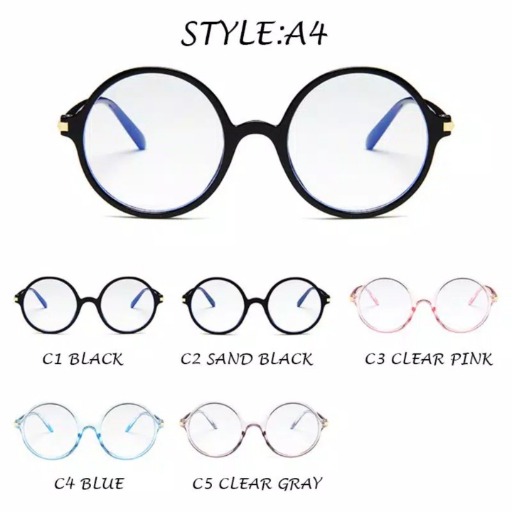 Kacamata Wanita Pria Frame Sunglasses Anti Radiasi Lensa Transparan 4