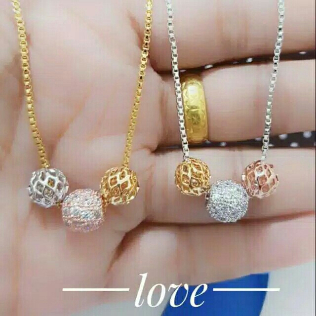 Kalung Ball Lapisan Emas 24k