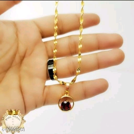 Kalung melintir liontin mata merah gold-Gold Plated