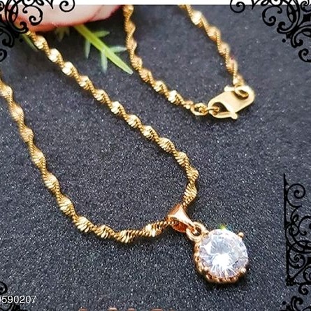 Kalung melintir liontin mata satu gold-Gold Plated