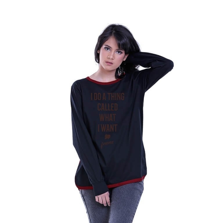 Kaos Distro Wanita Lengan Panjang Called - H 0295