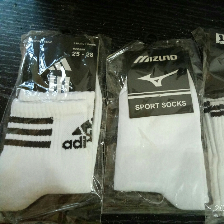 Kaos Kaki Nike Adida Mizuno Putih