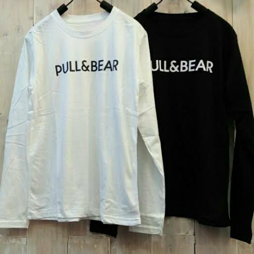 Kaos Lengan Panjang Pull and Bear Hitam