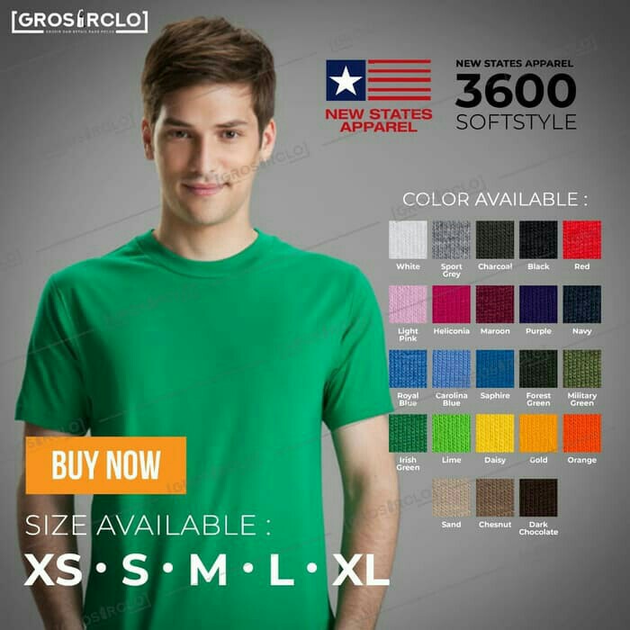 Kaos Polos New States Apparel NSA 3600 SoftStyle