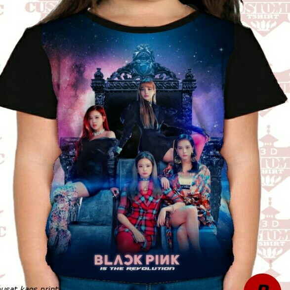 Kaos anak Fullprint black Pink 