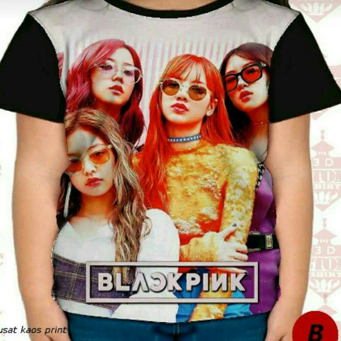 Kaos anak Fullprint black Pink 3 