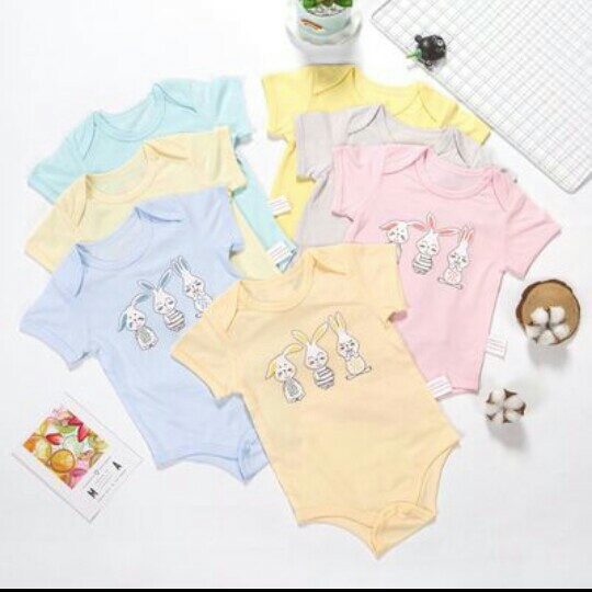 Kaos bayi lengan pendek motif kelinci
