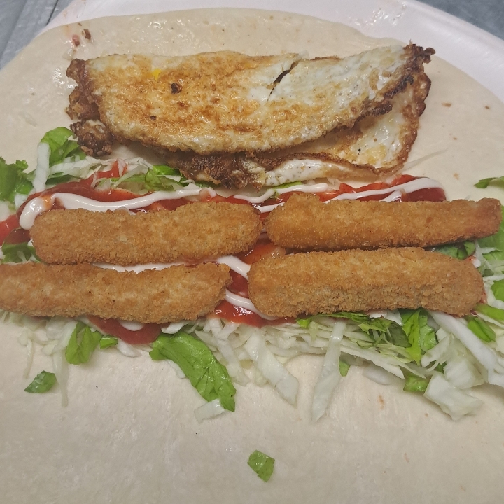 Kebab Dobble Telur Goreng - Ayam Crispy Nugget