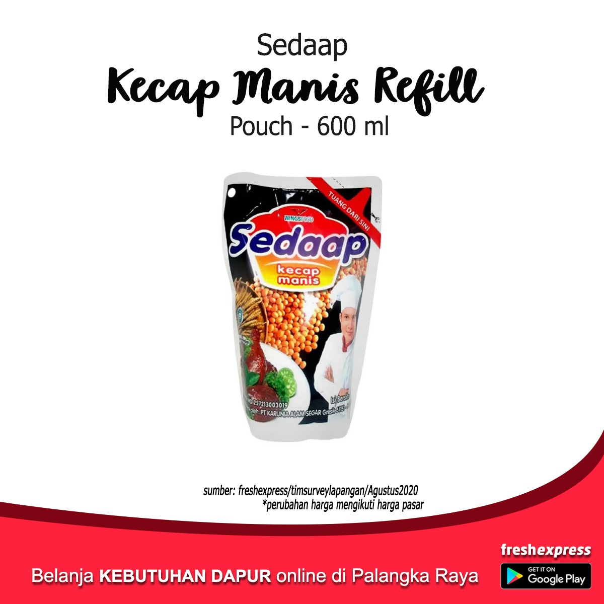 Kecap Manis Sedaap Refill Pouch 600 Ml