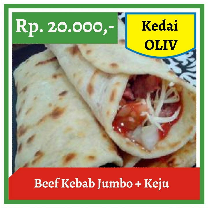Kedai Oliv-Beef Kebab Jumbo Plus Keju