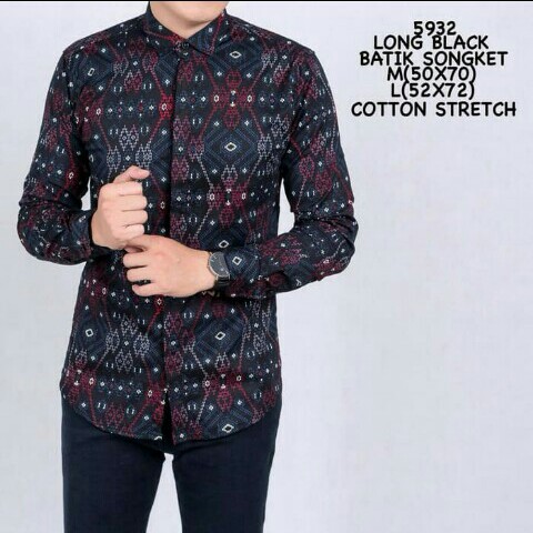 Kemeja Batik Pria Lengan Panjang Slimfit Pria Modern 2