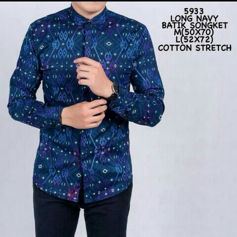 Kemeja Batik Pria Lengan Panjang Slimfit Pria Modern 3