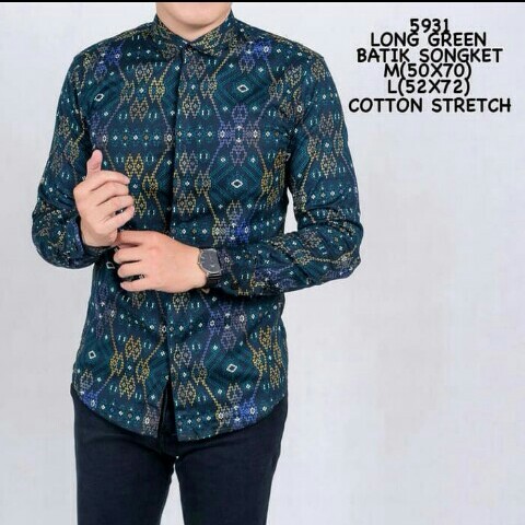 Kemeja Batik Pria Lengan Panjang Slimfit Pria Modern 4