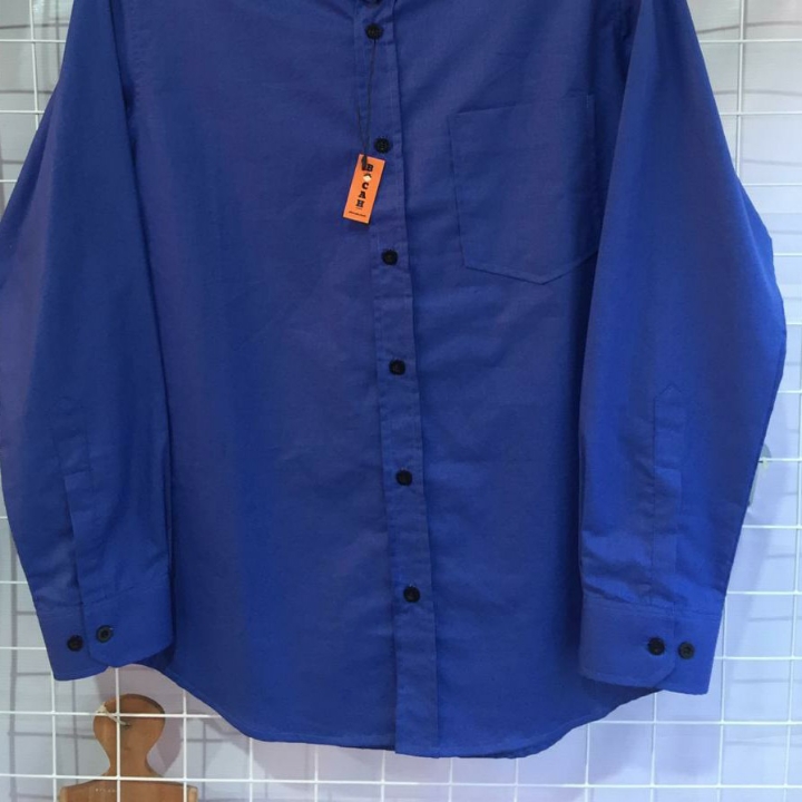 Kemeja Cowok Polos Biru Tua Panjang 2