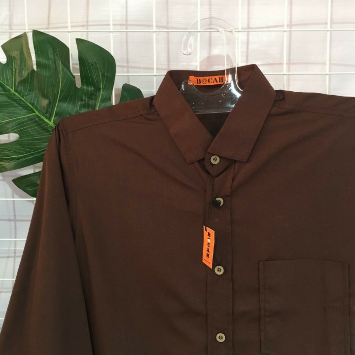 Kemeja Cowok Polos Coklat Panjang