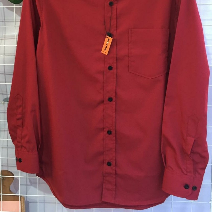 Kemeja Cowok Polos Marron Panjang 2