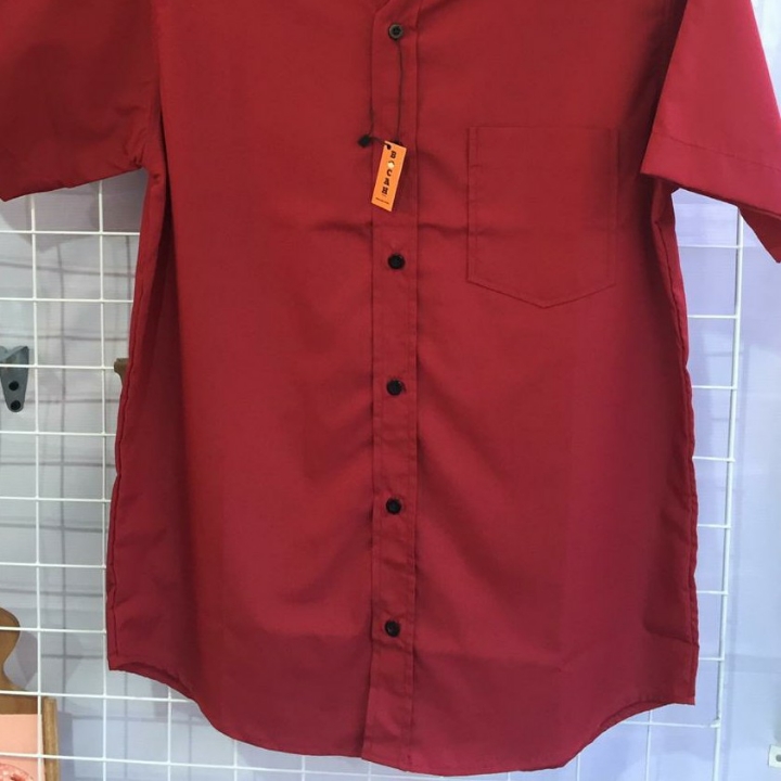 Kemeja Cowok Polos Marron Pendek 2