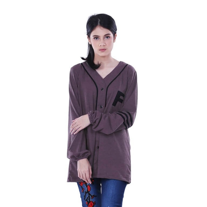 Kemeja Kasual Wanita Baseball F Distro - H 0831