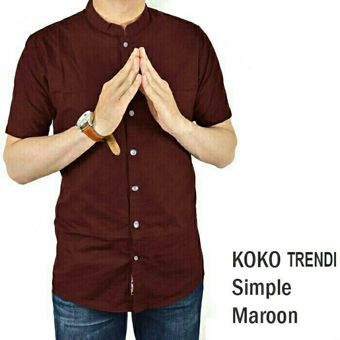 Kemeja Koko Trendi Maroon