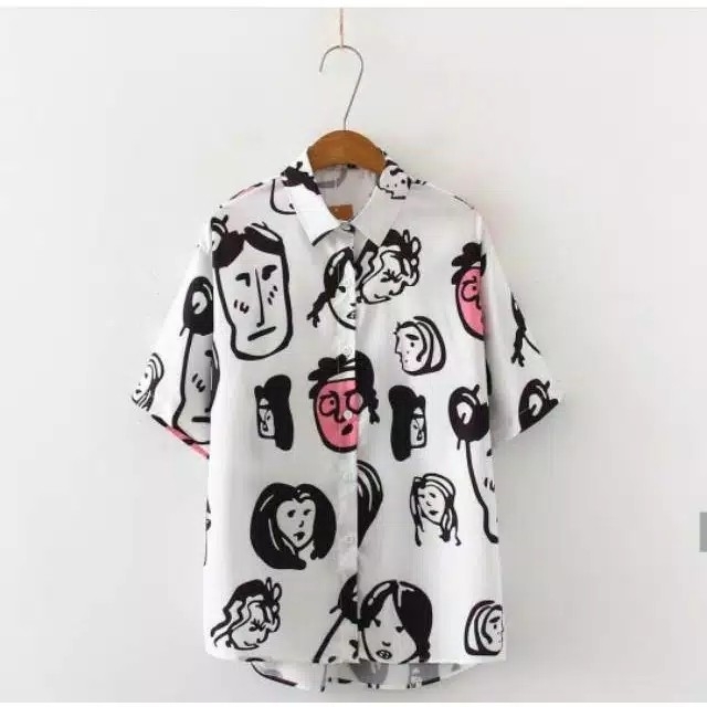 Kemeja Oversize Leher LAPEL KARTUN 2