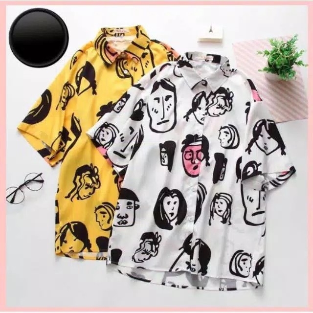 Kemeja Oversize Leher LAPEL KARTUN 5