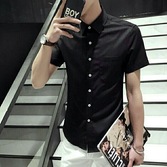 Kemeja Pendek Billy Hitam