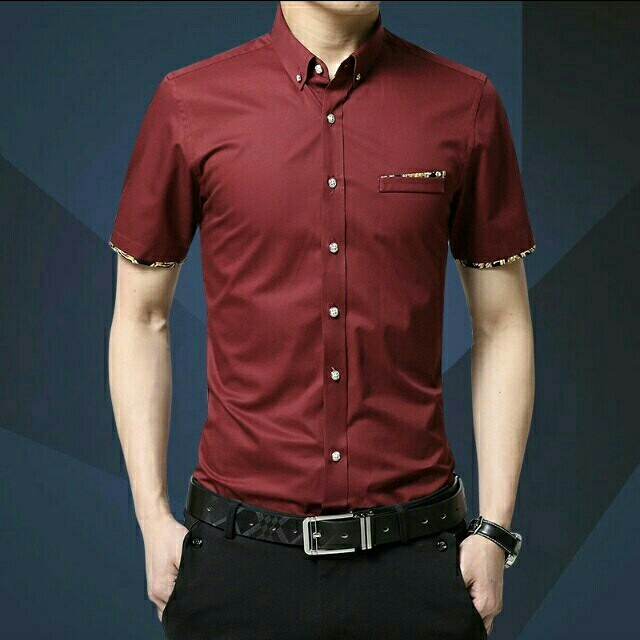 Kemeja Pendek Jimmy Maroon