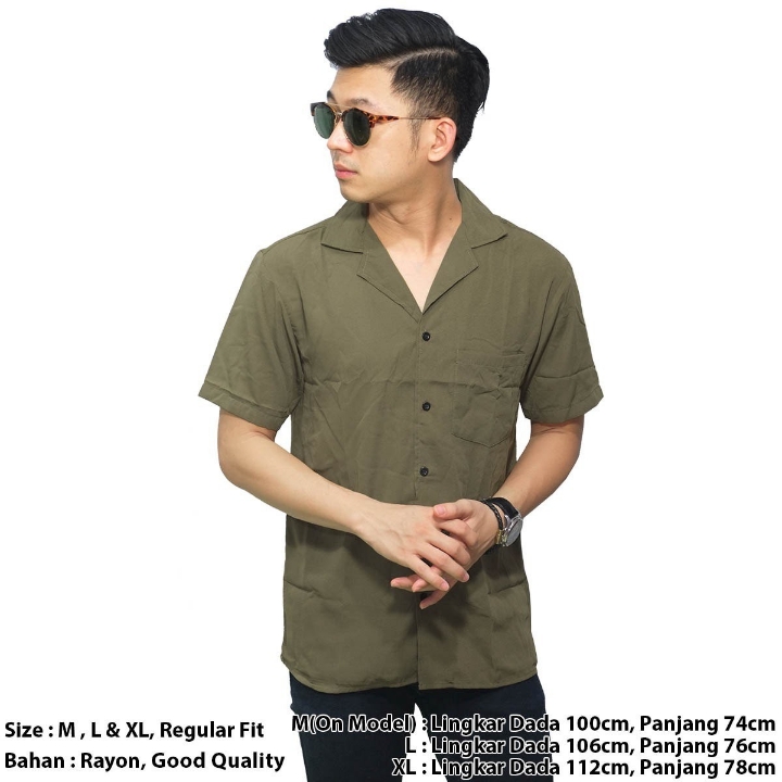 Kemeja Pendek Revere Collar Basic