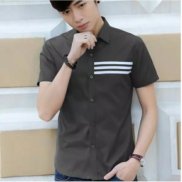 Kemeja Pria DONNY Uk M L  XL - 8 WARNA