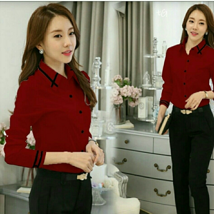 Kemeja Sofia Maroon