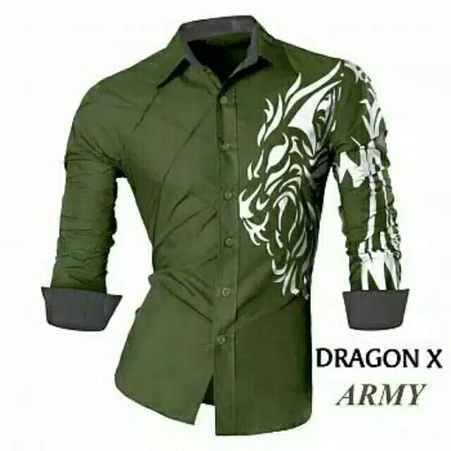 Kemeja pria lengan panjang motif dragon 6 warna 3
