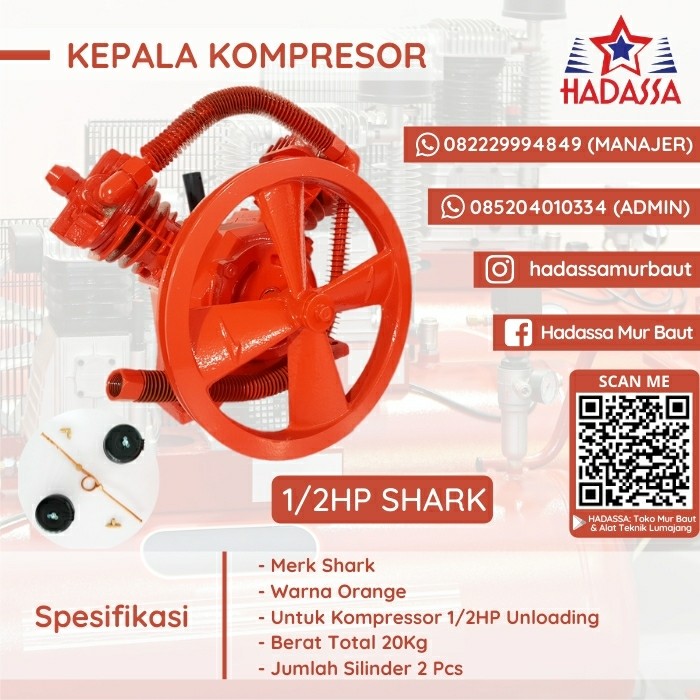 Kepala Kompresor 1per2HP Shark