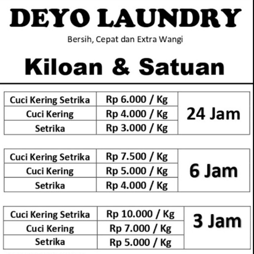 Kiloan 3 Jam