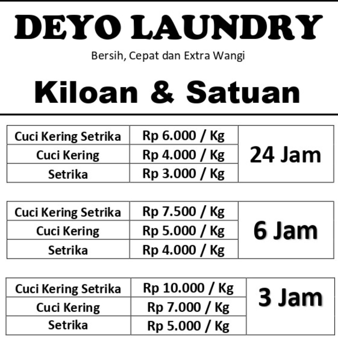 Kiloan 6 Jam