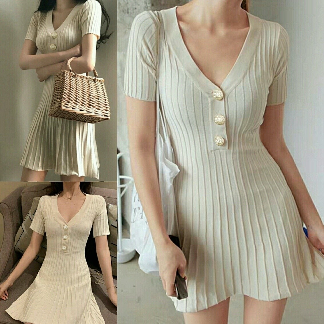 Knit Dress Import Creme