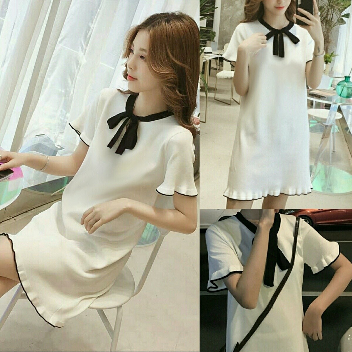 Knit Dress White Import