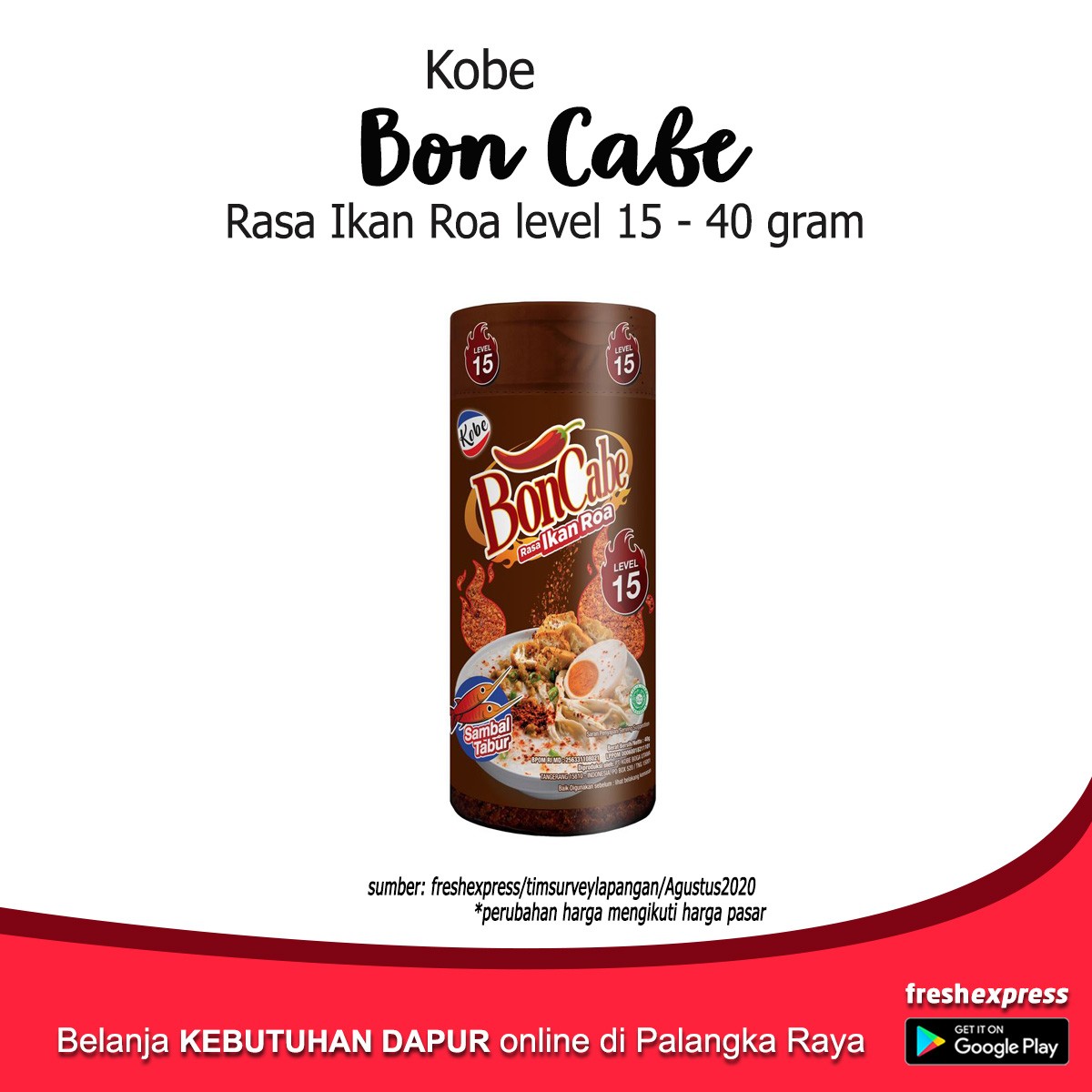 Kobe Bon Cabe Rasa Ikan Roa 40 Gram