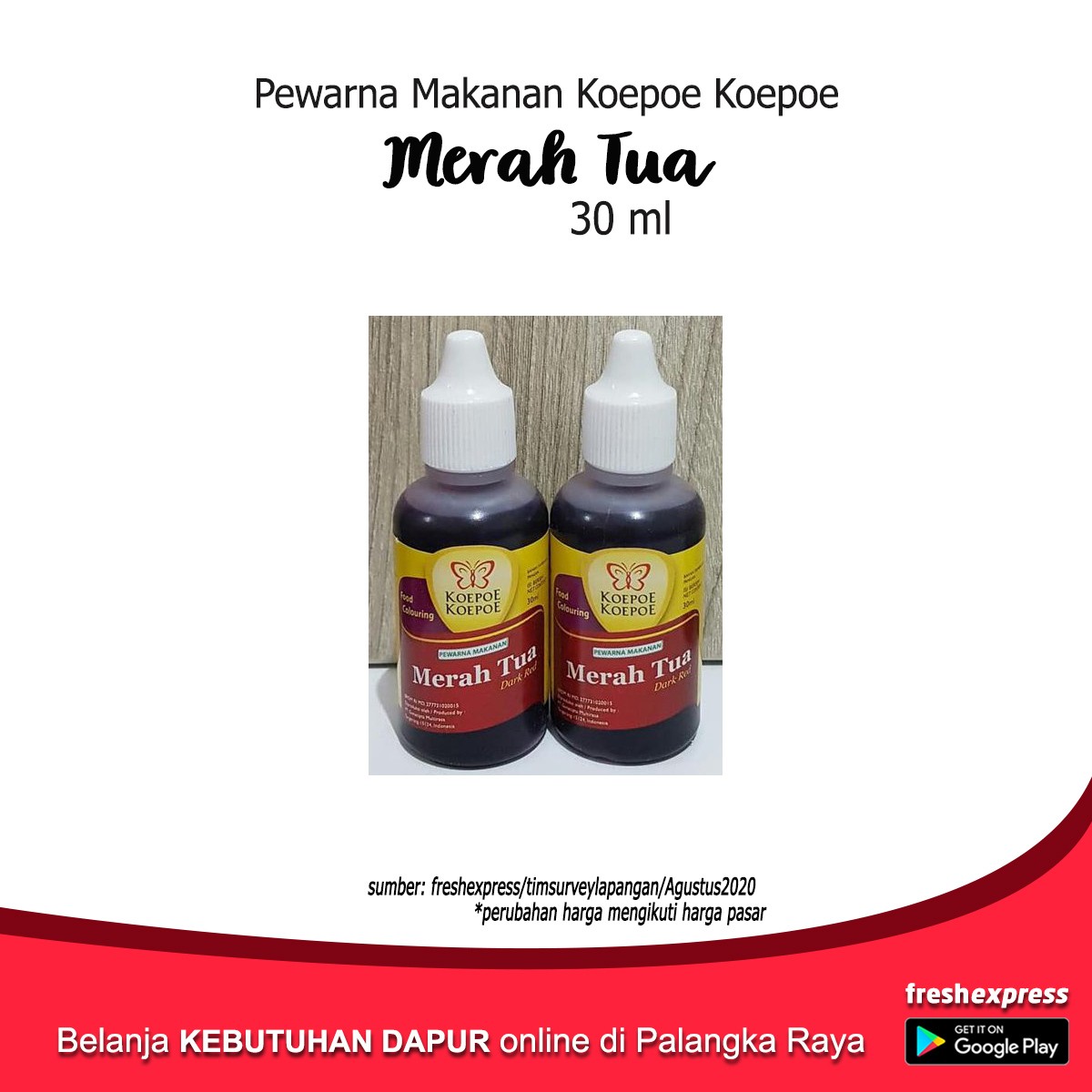 Koepoe Pewarna Merah Tua 30 Ml