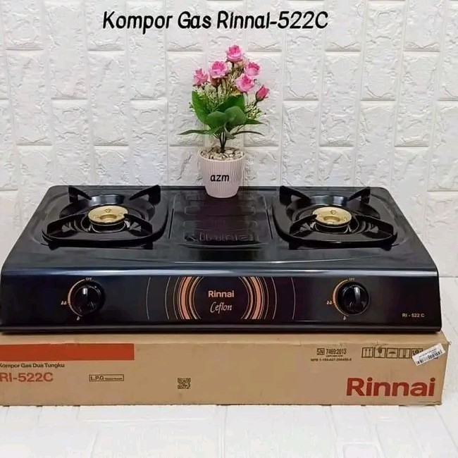 Kompor Gas Rinnai RI-522C Dua Tungku Terbuat dari bahan teflon