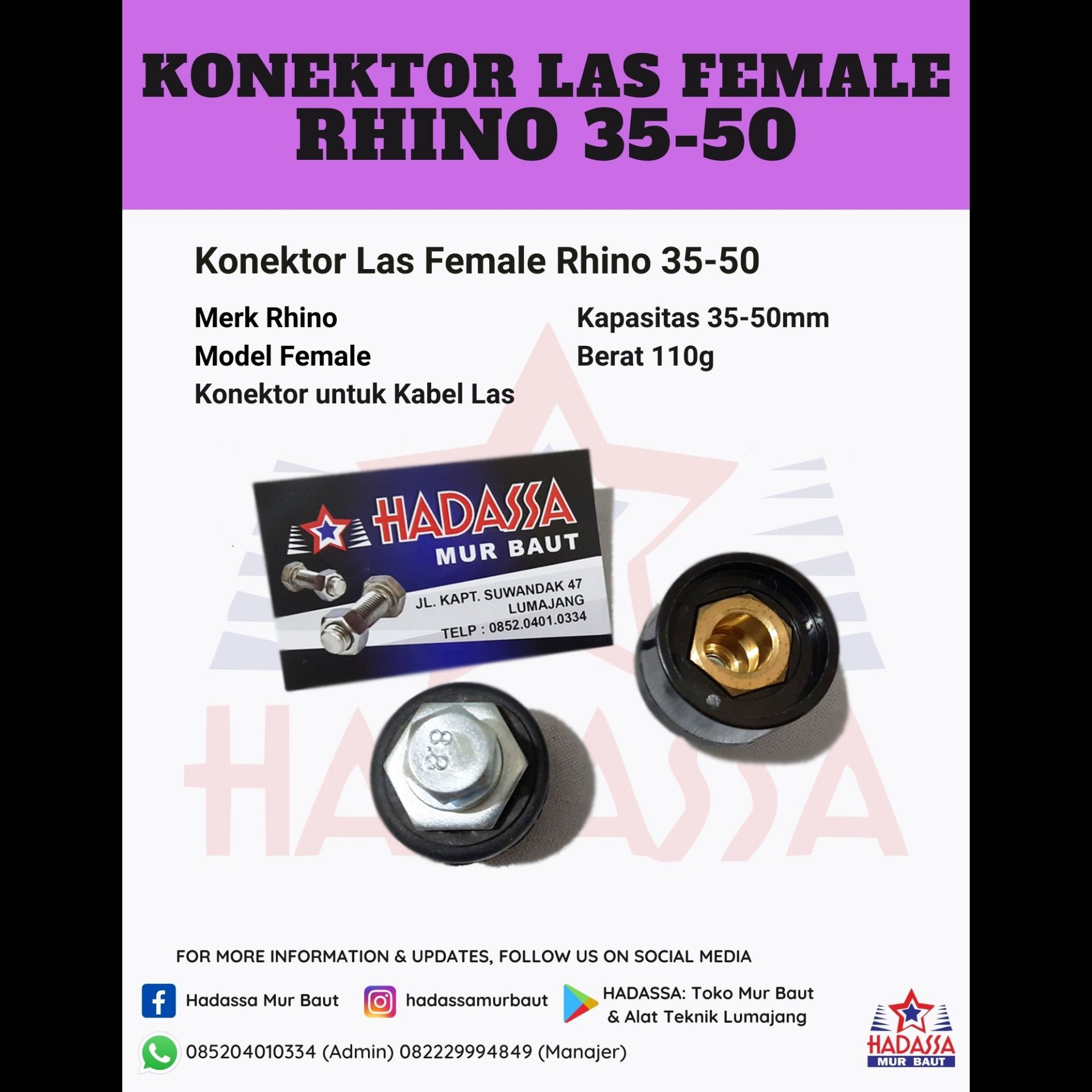 Konektor Las Female Rhino 35-50