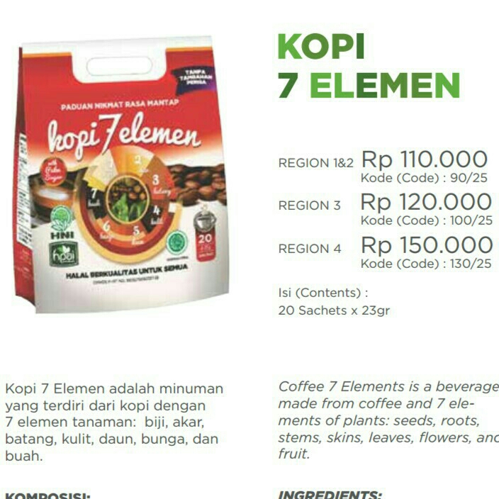 Kopi 7 Eleman HNI HPAI kopi Tanpa Kafein