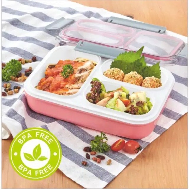 Kotak Makan 605 3 Sekat - Lunch Box motif 605 3 Grid 2