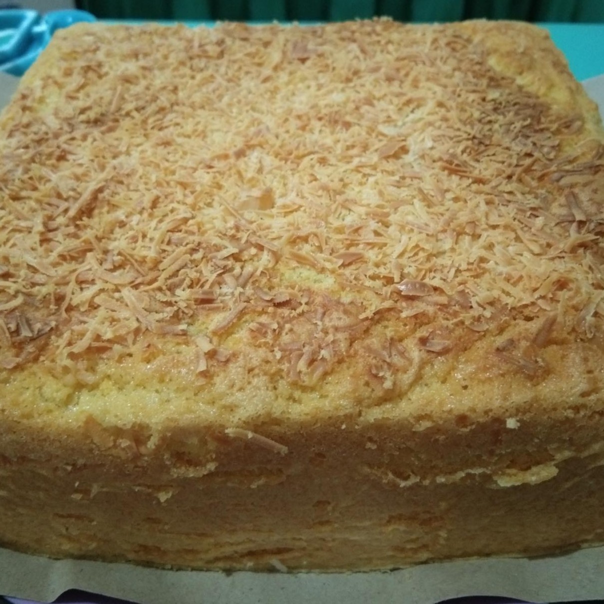 Kue bolu panggang full keju luar dalam