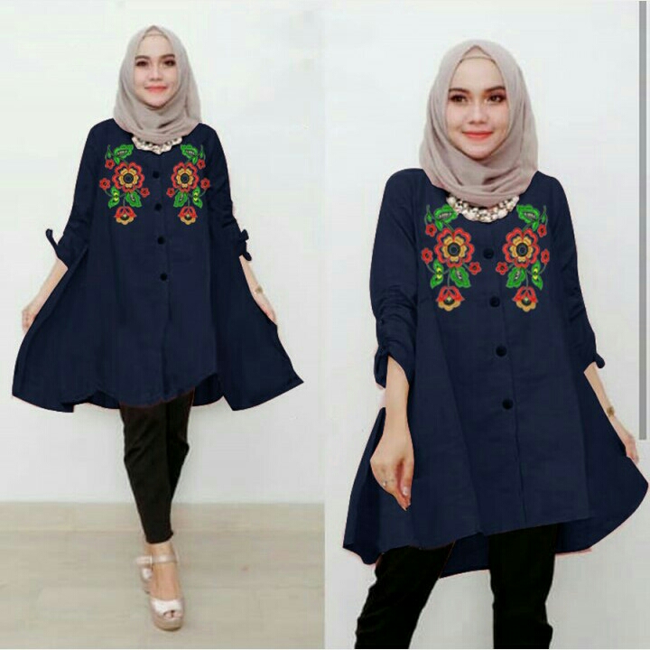 LANI TUNIK BORDIR BIRU